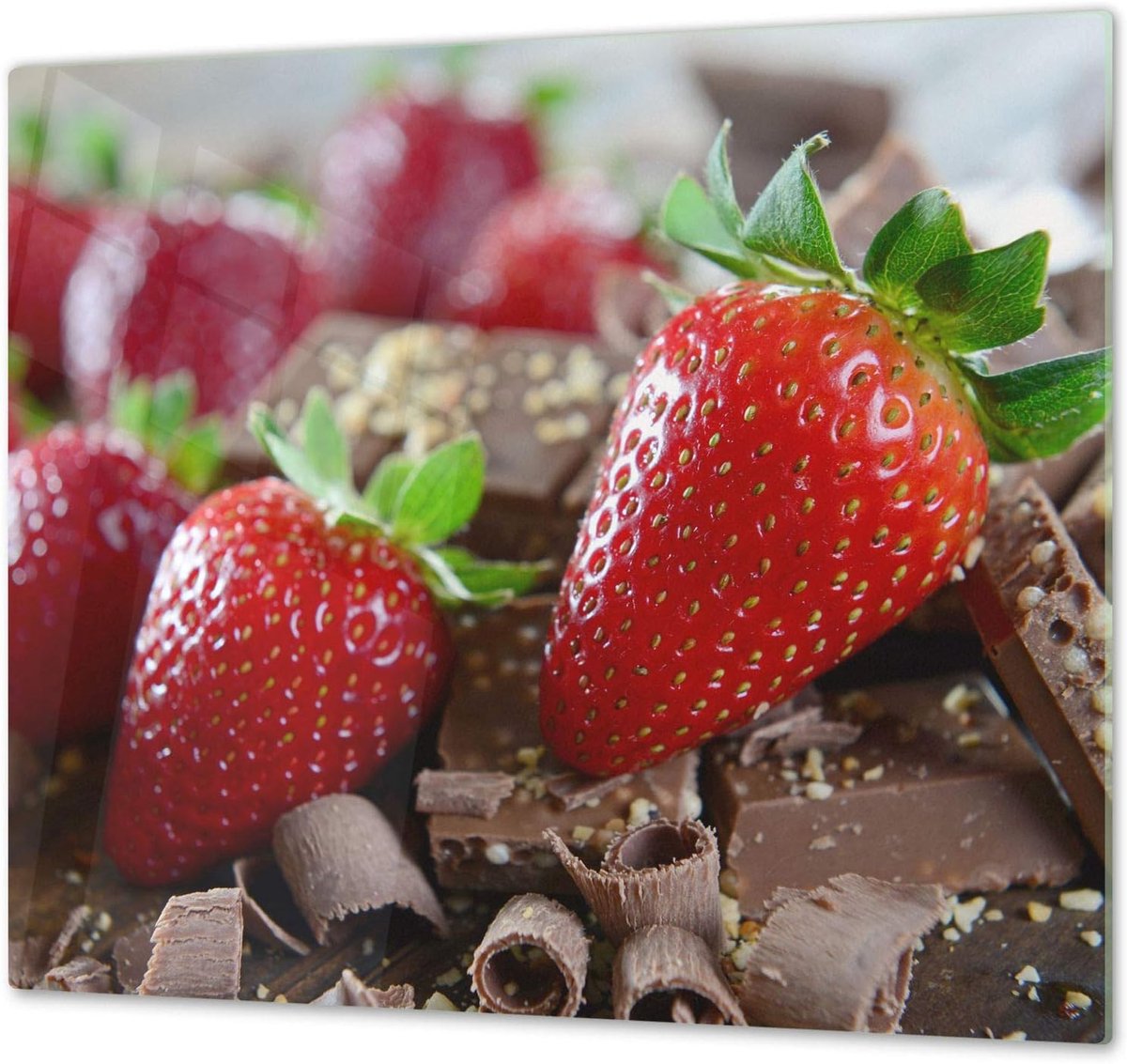 Glazen Keukenbord - Glassnijplank Werkbladbeschermer - Keukenwerkblad Beschermen - Gehard Krasbestendig Glas - 60 x 52 cm - Strawberry 24