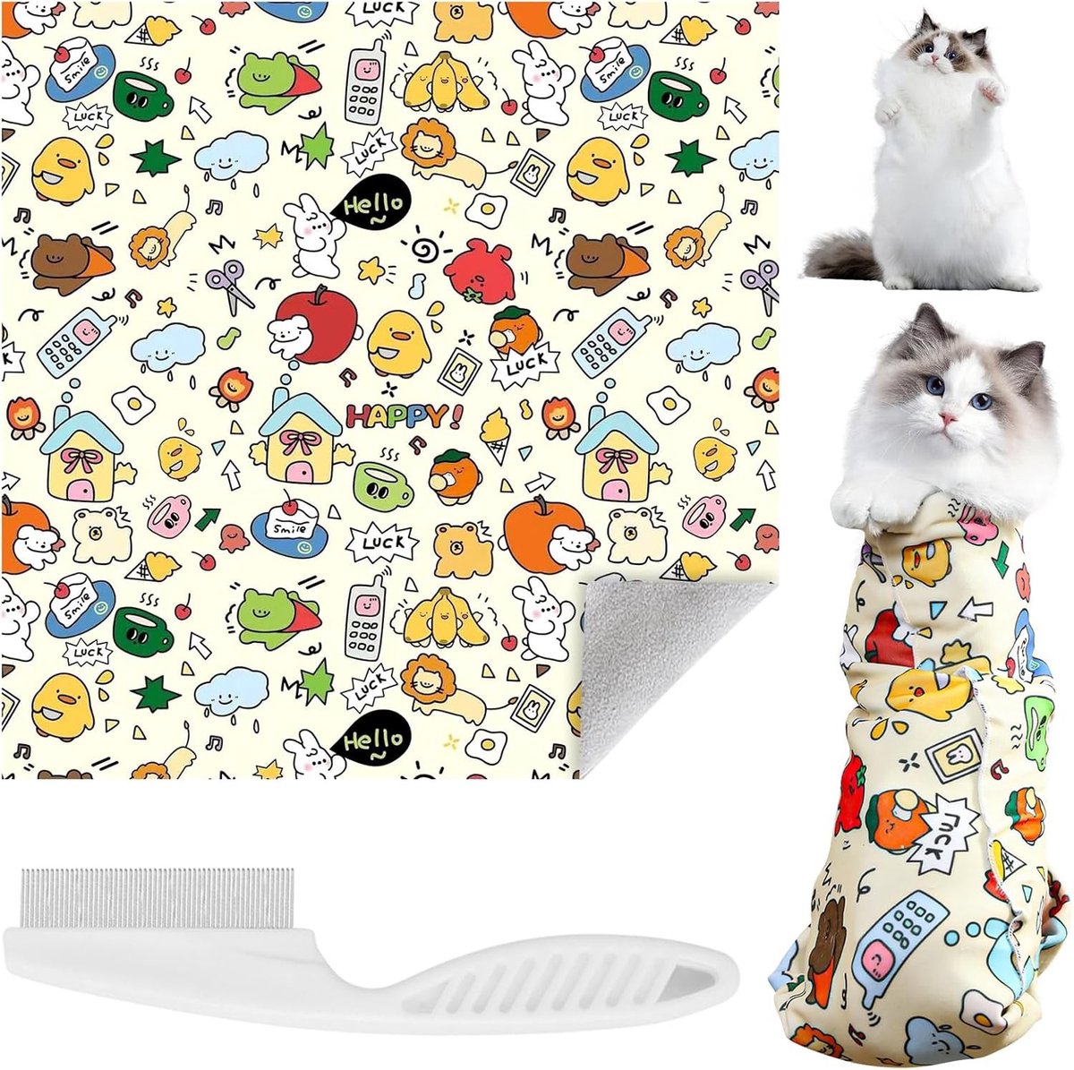 Kat Verzorgingswrap voor Nagels Knippen, Hechbare Wrap voor Katten met Borstel, Ideaal voor Nagelverzorging en Dierenverzorging