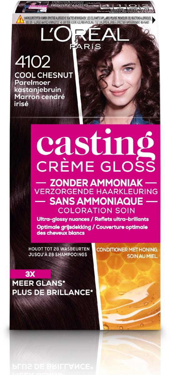 L’Oréal Paris Casting Crème Gloss Parelmoer Kastanjebruin 4102 - Semi-permanente Haarkleuring Zonder Ammoniak