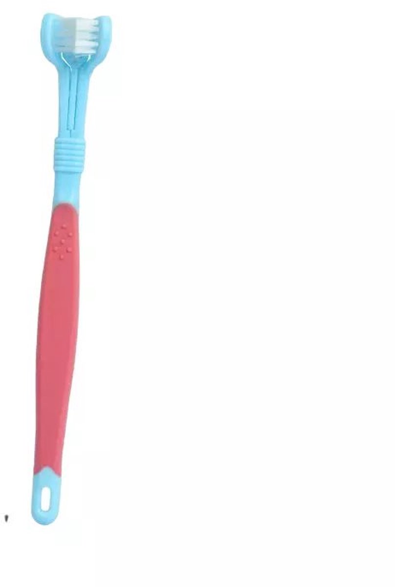 Tandenborstel voor honden met drie koppen 17 cm, Blauw