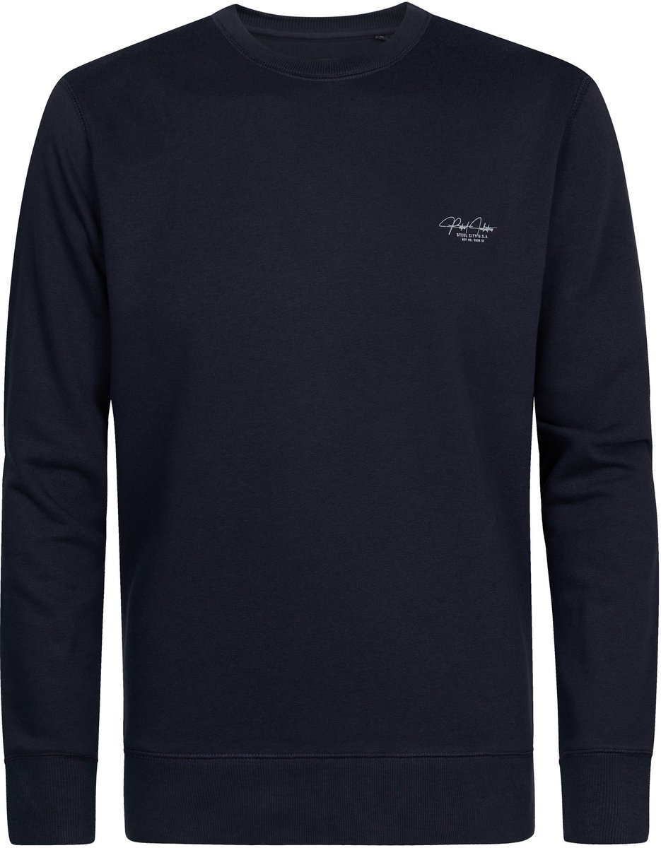 Petrol Industries - Heren Gemêleerde sweater met print forgecorner - Blauw - Maat L