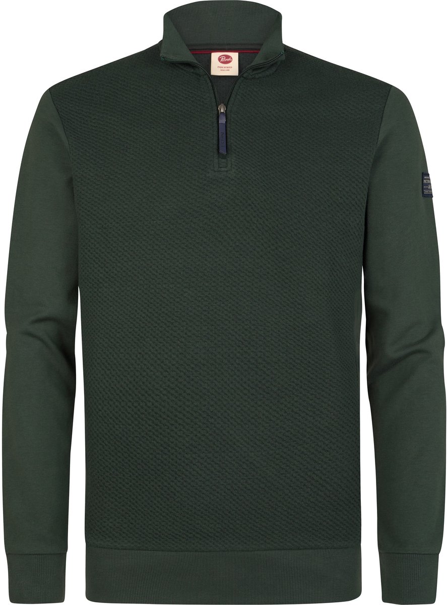 Petrol Industries - Heren Katoenen half-ziptrui forgecrest - Groen - Maat XXXL