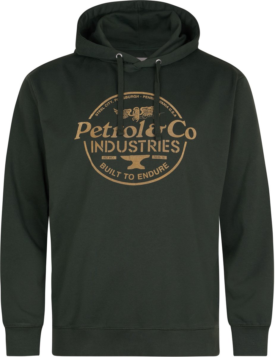 Petrol Industries - Heren Plus Size hoodie met print ridgeview - Groen - Maat 6XL