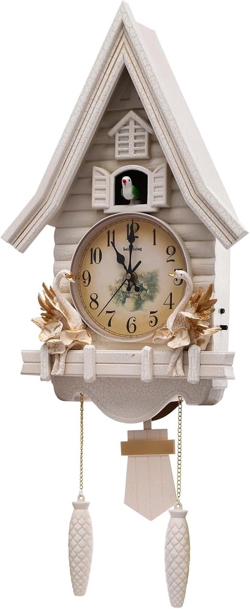 Koekoeksklok Modern - Wandklok Vogel - Tijd Weergeven - Geruisloze Beweging - 32.5 cm - Wit