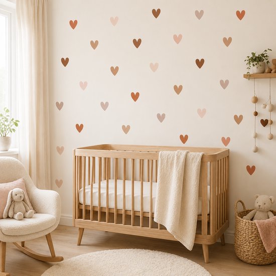 YYchan Boho Muurstickers Hartjes - Dé Muurstickers Kinderkamer - Sfeervolle Wanddecoratie - Zelfklevend - 21*14.5cm - 6PCS