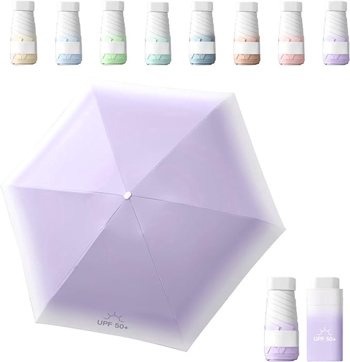 COOAU - Mini Zak UV Beschermings Parasol - UPF 50+ Compact Opvouwbare Zonnescherm - Lichtgewicht Kleine Capsule Paraplu voor Vrouwen Buiten Reizen Zon en Regen