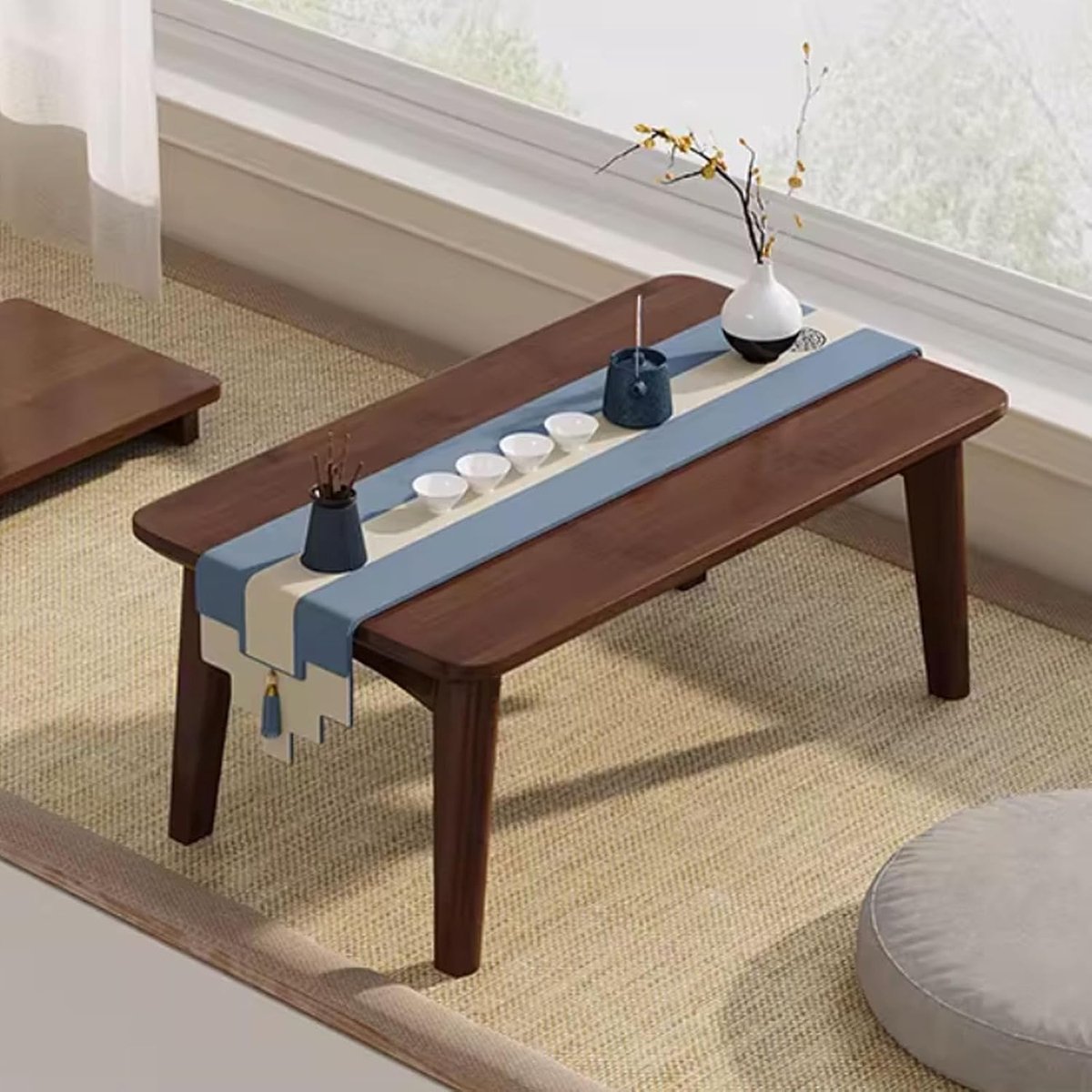 Bamboe Salontafel - Lage Eettafel - Vloer Zitten - Opvouwbaar Ontwerp - 60 x 37 x 26 cm - Bruin