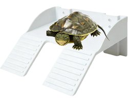 Reptielen Terras - Rustplek Aquarium - Natuurlijk Gedrag - Antislip Helling - 17x16x8 cm - Wit