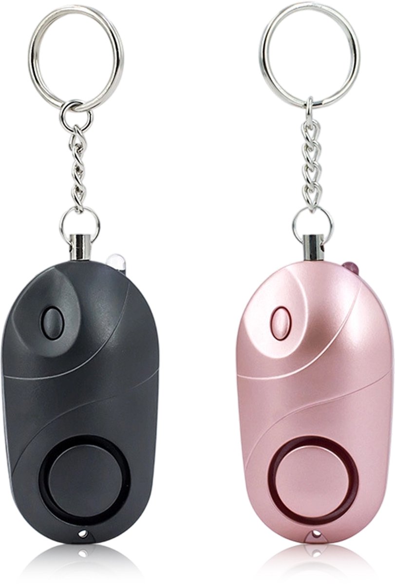 carmdering - 2 Stuks - 135 dB - Persoonlijke Alarm- Paniekalarm - Senioren Alarm - Met LED Zaklamp En Sleutelhanger - Anti Wolf Fluitje - Voor Vrouwen, Meisjes En Ouderen - Verjagen / Afschrikken / Zelfverdediging