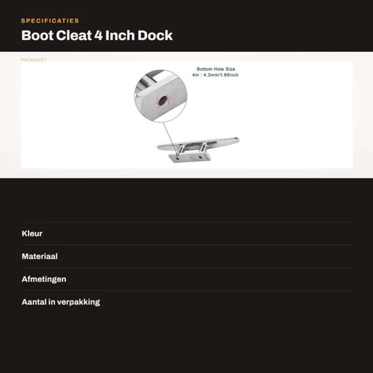 Dailygoods- Dock Cleat 4" - 316 Roestvrij Staal - Duurzaam - Marine Kwaliteit