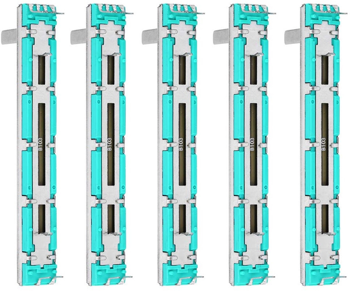 Schuifpotentiometer Dubbel - Regelaar Weerstand - Beeldkwaliteit Aanpassen - Hitte Vochtbestendig - B10k 5 Stuks - Zilverkleurig