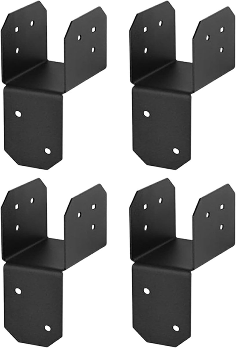 Balk Ankerverbinder - Houten Paal Houders - Hout Constructie - Roestbestendig Staal - 4 Stuks - Metaal