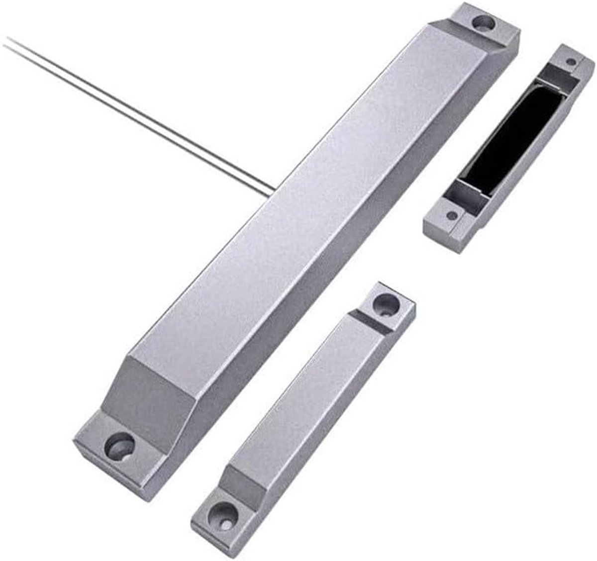 Magnetische Deurcontact - Alarm Schakelaar - Beveiliging Thuis - Dubbele Deur Detectie - 22 x 3 x 3 cm - Zilver