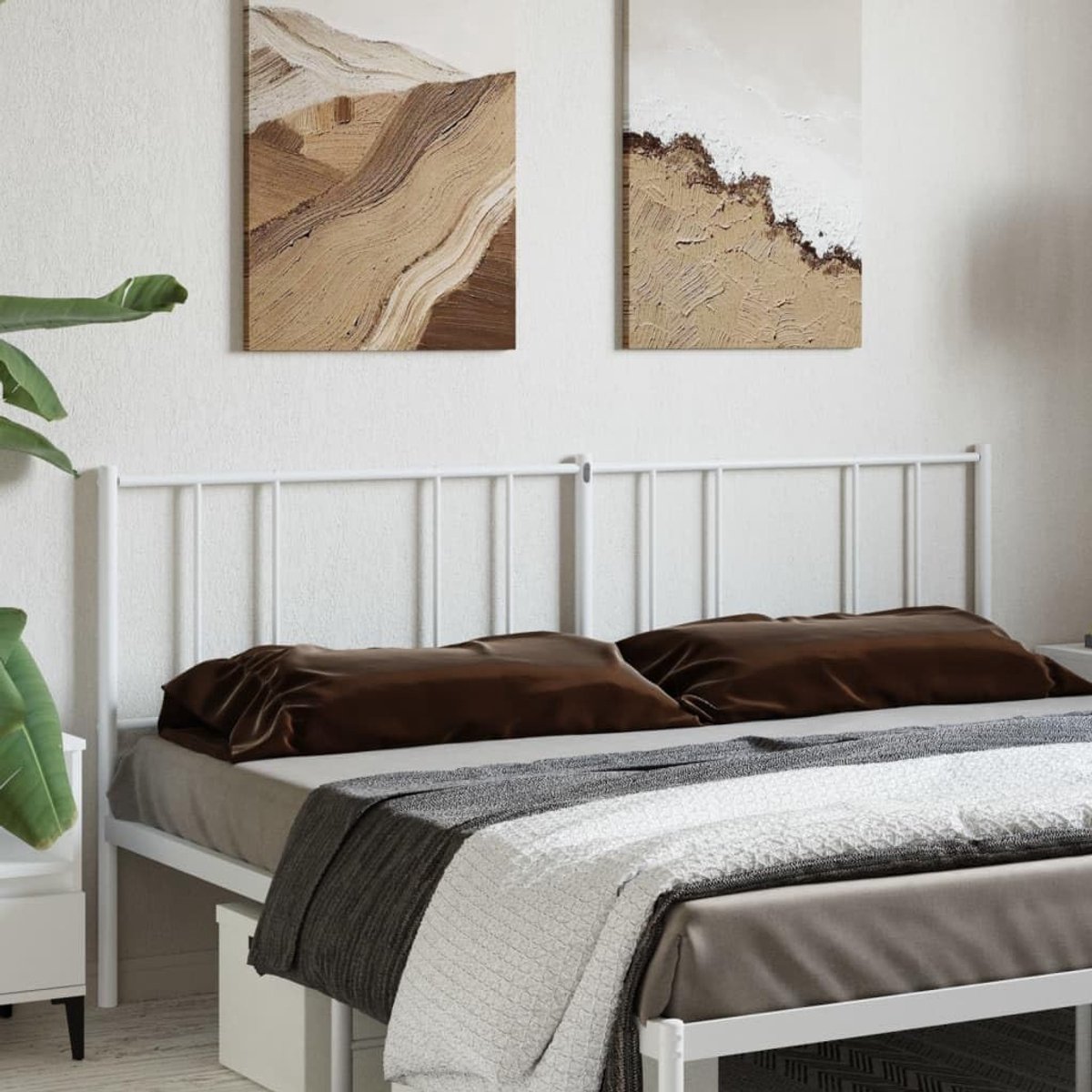Hoofdbord Bed - Bedombouw Decoratie - Slaapkamer Aankleden - Robuuste Metalen Constructie - 180 cm Matras - Wit