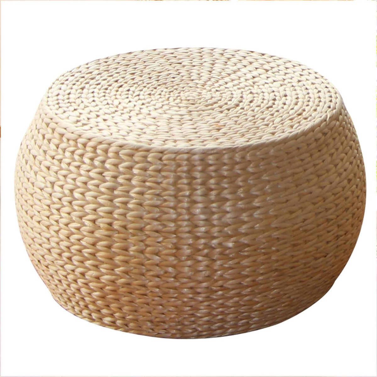 Rotan Poef - Gevlochten Ottomaan - Zitcomfort Creëren - Handgemaakt Vakmanschap - 30x42cm - Natuurlijk
