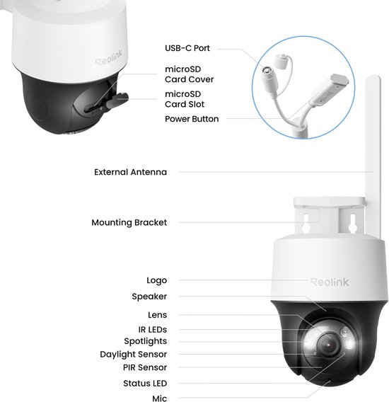 Reolink 4MP Go-Serie Accubeveiligingscamera - Tot 512GB - Zonne-Aangedreven - ColorX-Nachtzicht - Ingebouwde SIM-Kaart - Slimme Detectie - Reolink Go PT S Lite + Zonnepaneel van Reolink — afbeelding 5