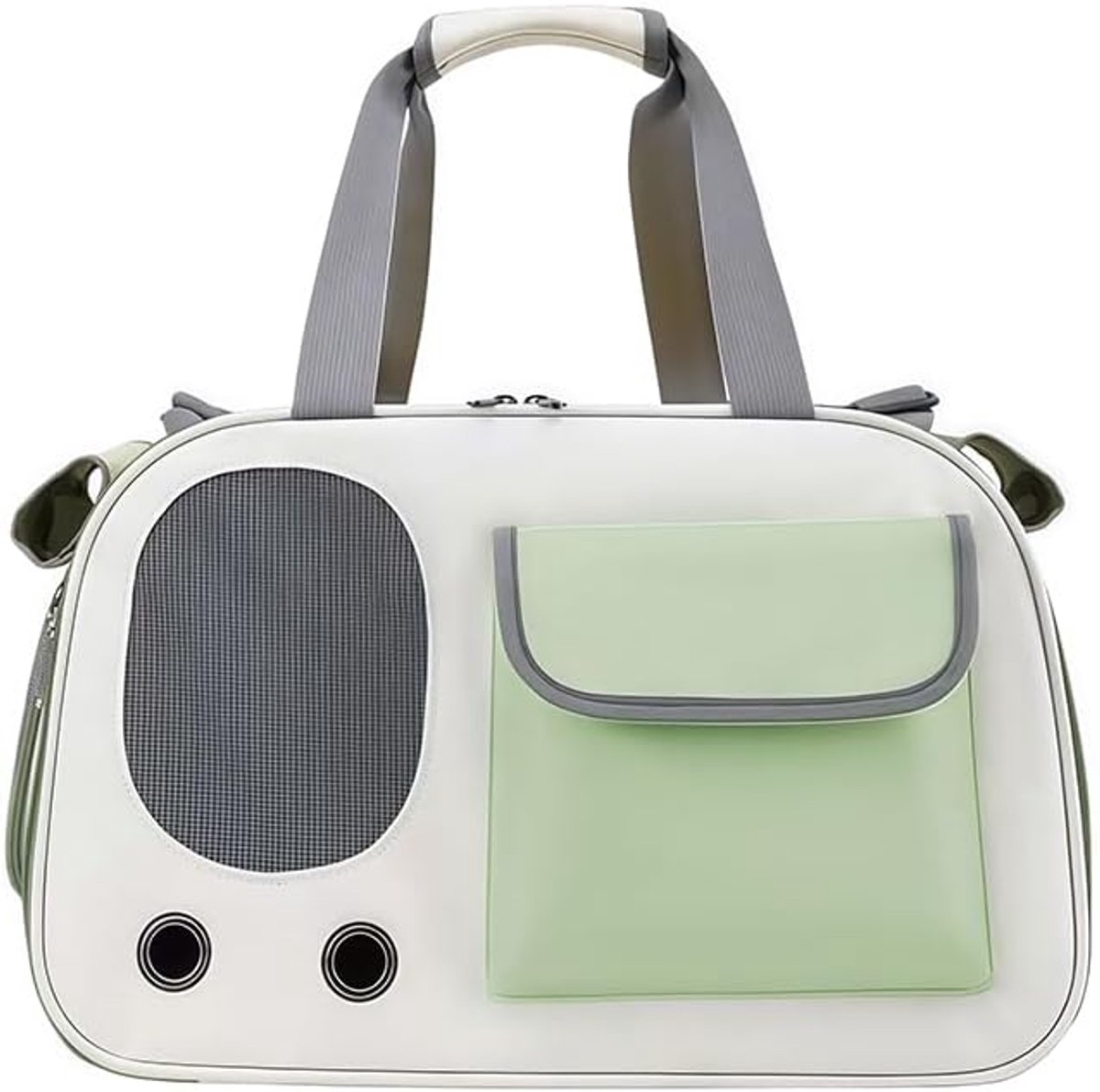 Huisdier Reistas - Hondentas Kattentas - Veilig Vervoer - Vormvast Stalen Frame - Tot 5 kg - Beige Groen