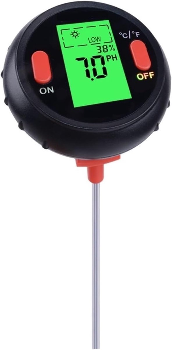 5-in-1 Bodem Tester - pH Vocht Meter - Planten Verzorgen - HD LCD Achtergrondverlichting - PH 3.5-10.5 - One Color