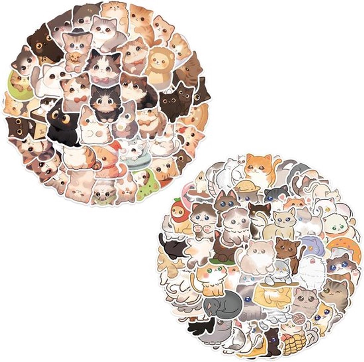 Virtubuy - Cartoon Cat Stickers - Leuke Dieren Stickers - Waterdicht en Duurzaam