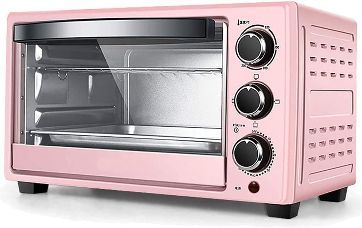 Mini Oven Elektrische Oven Bakoven Bakken en Grillen Instelbare Temperatuur 70-250°C 23 Liter Roze