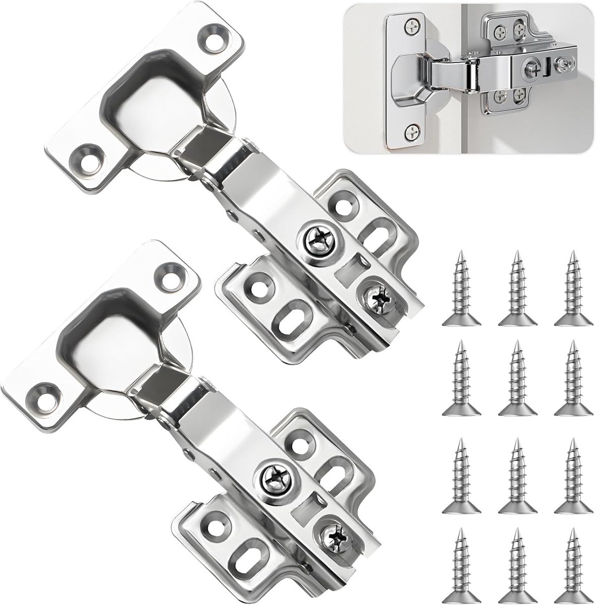 Keuken- en Kasten Scharnieren voor Deuren, Softclose Hydraulisch, 35mm Volledige Overlay, Geschikt voor Badkamer en Slaapkamer