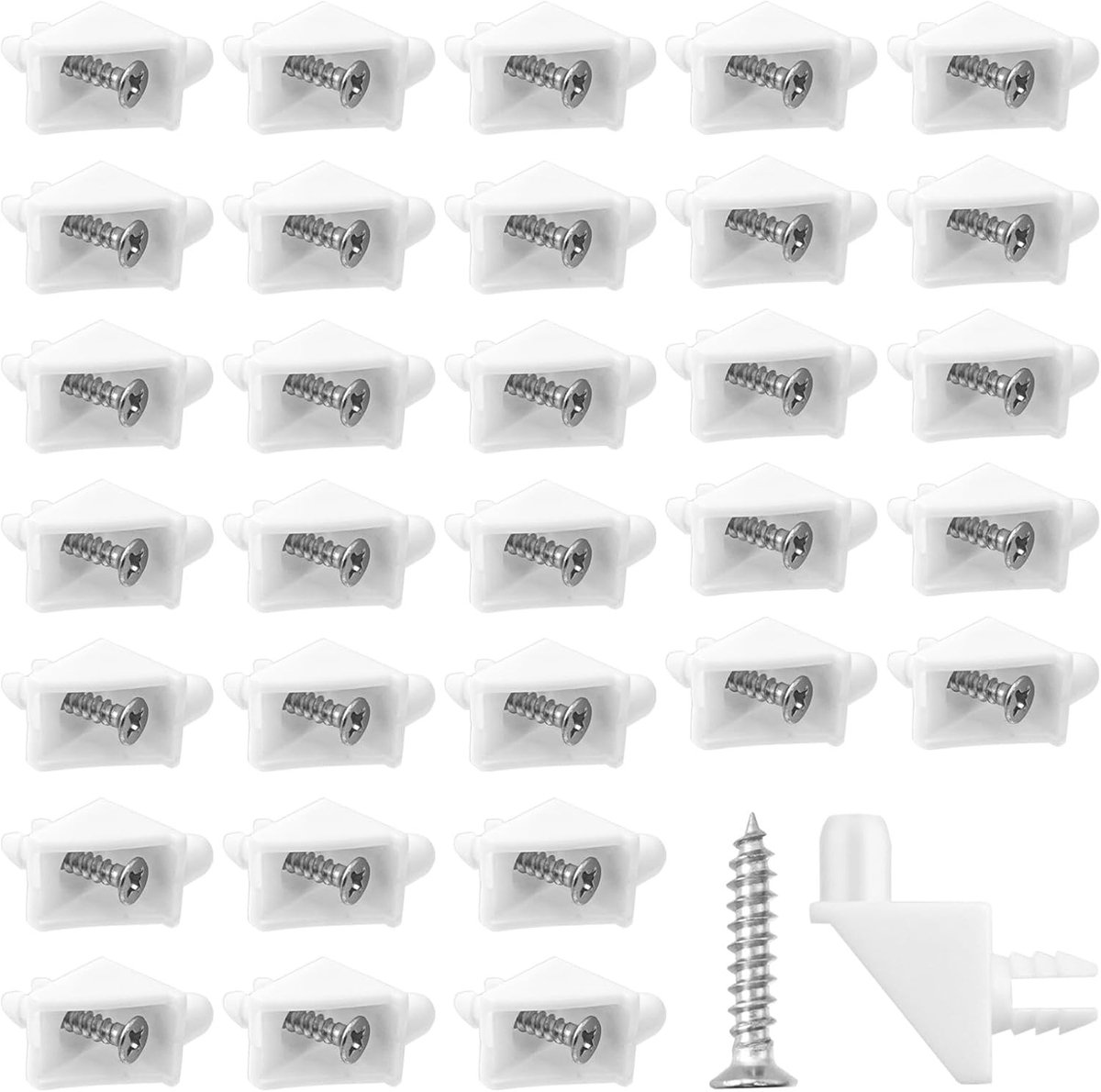 Plankhouders 5 mm met 100 schroeven, vloerhouders voor kledingkasten en wandplanken (wit)