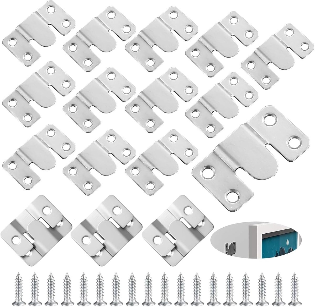 40 Stuks, Sterke Verbindingselementen voor Meubels, Verborgen Bevestigingshaken voor Foto's en Lijsten, RVS Koppelingen voor Sofa en Meubels