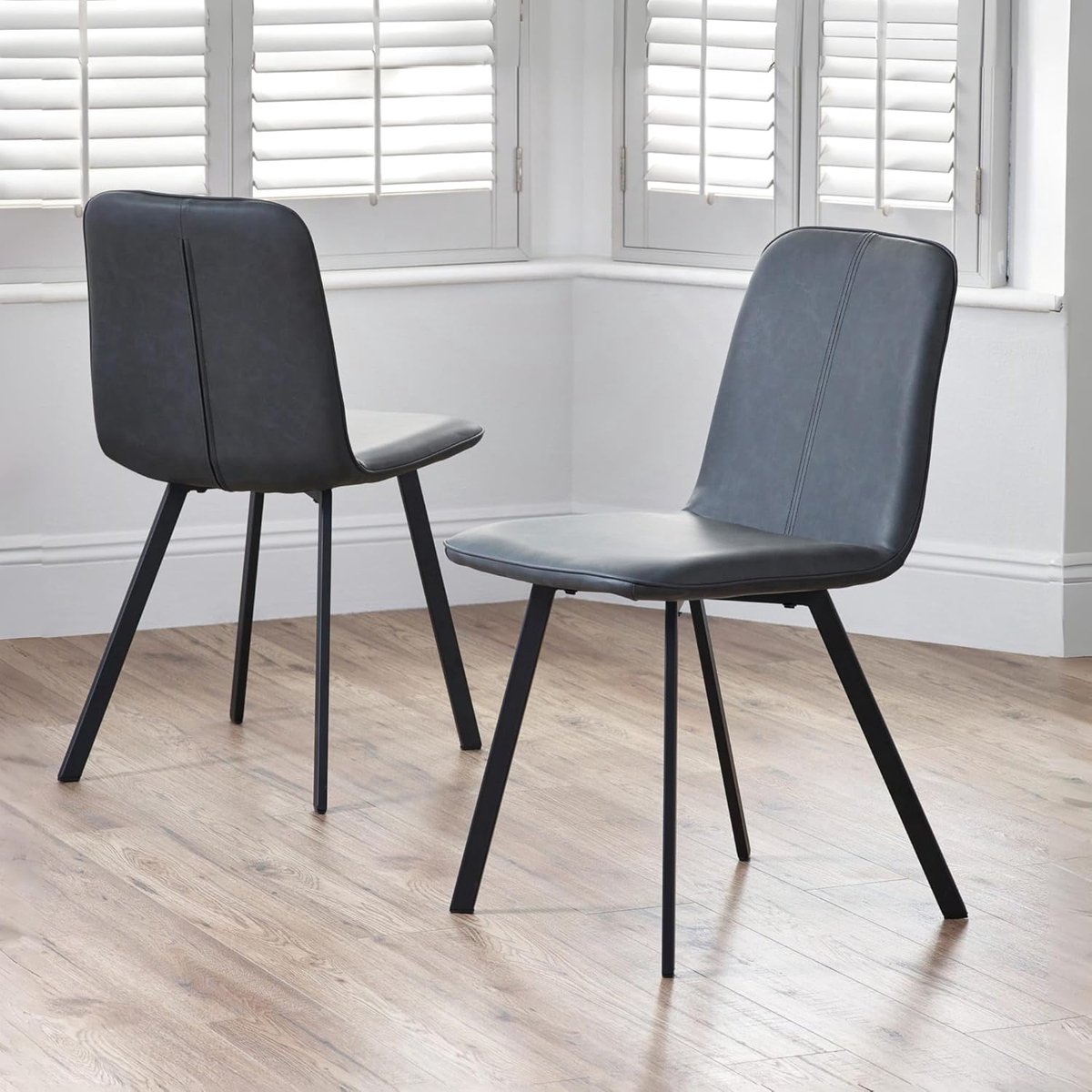 SnelShoppen - Set van 2 Goya Stoelen Antiek Zwart - Comfortabele Eetstoelen - Stijlvolle T