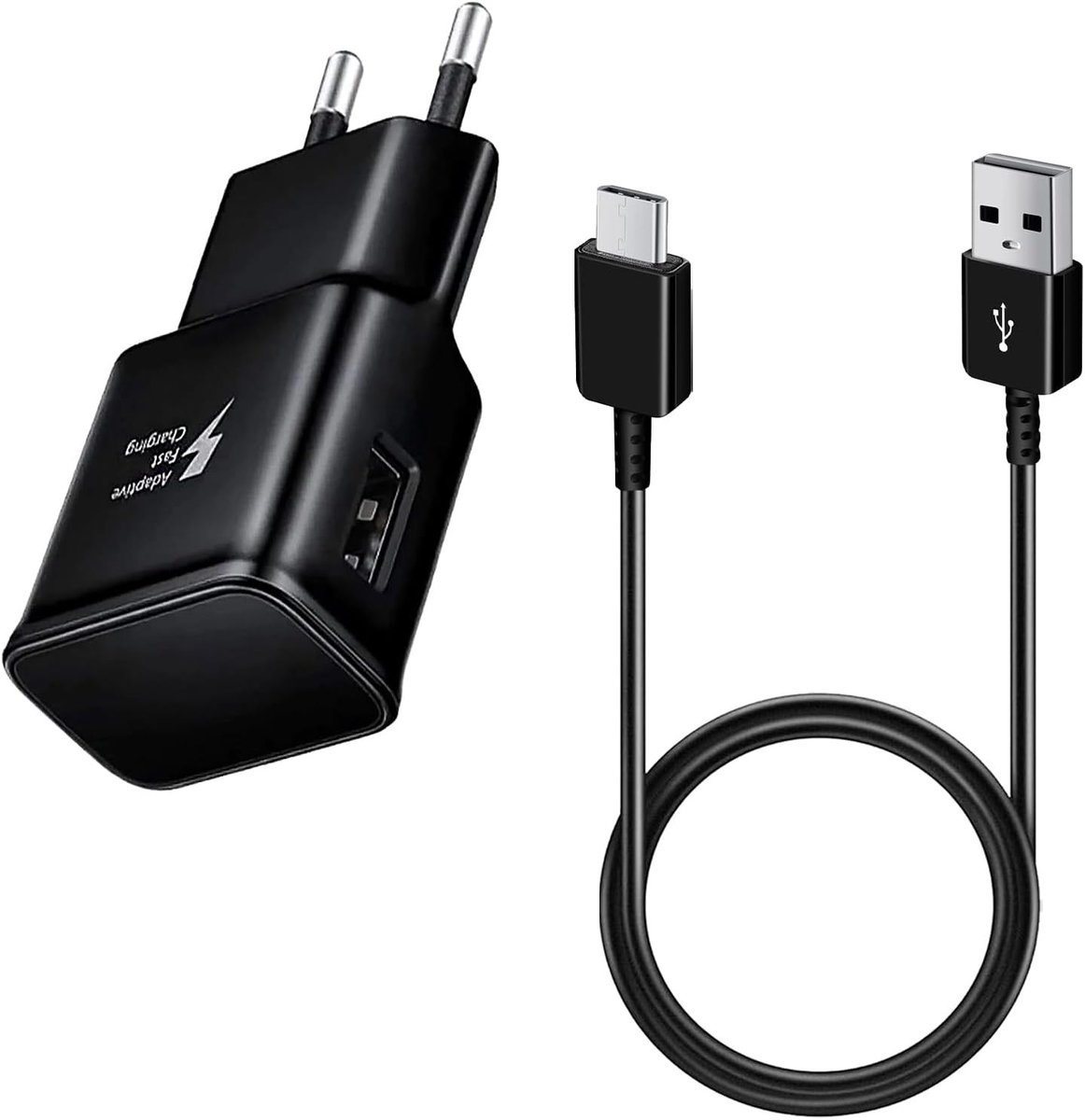 USB-C snellader met oplaadkabel van 1 m voor smartphones, tablets en accessoires, 15W snel opladen