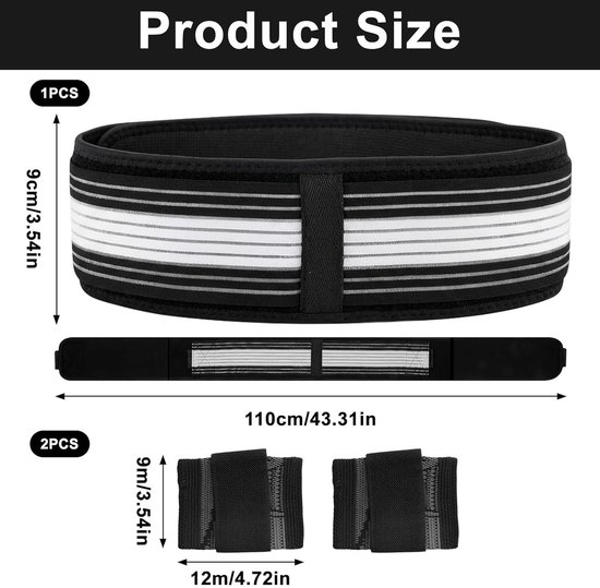 Orthoriem en pols bandageset voor lumbale steun, ischias verlichting en krachttraining met 2 sport polsbandages, 110 cm lang — afbeelding 2