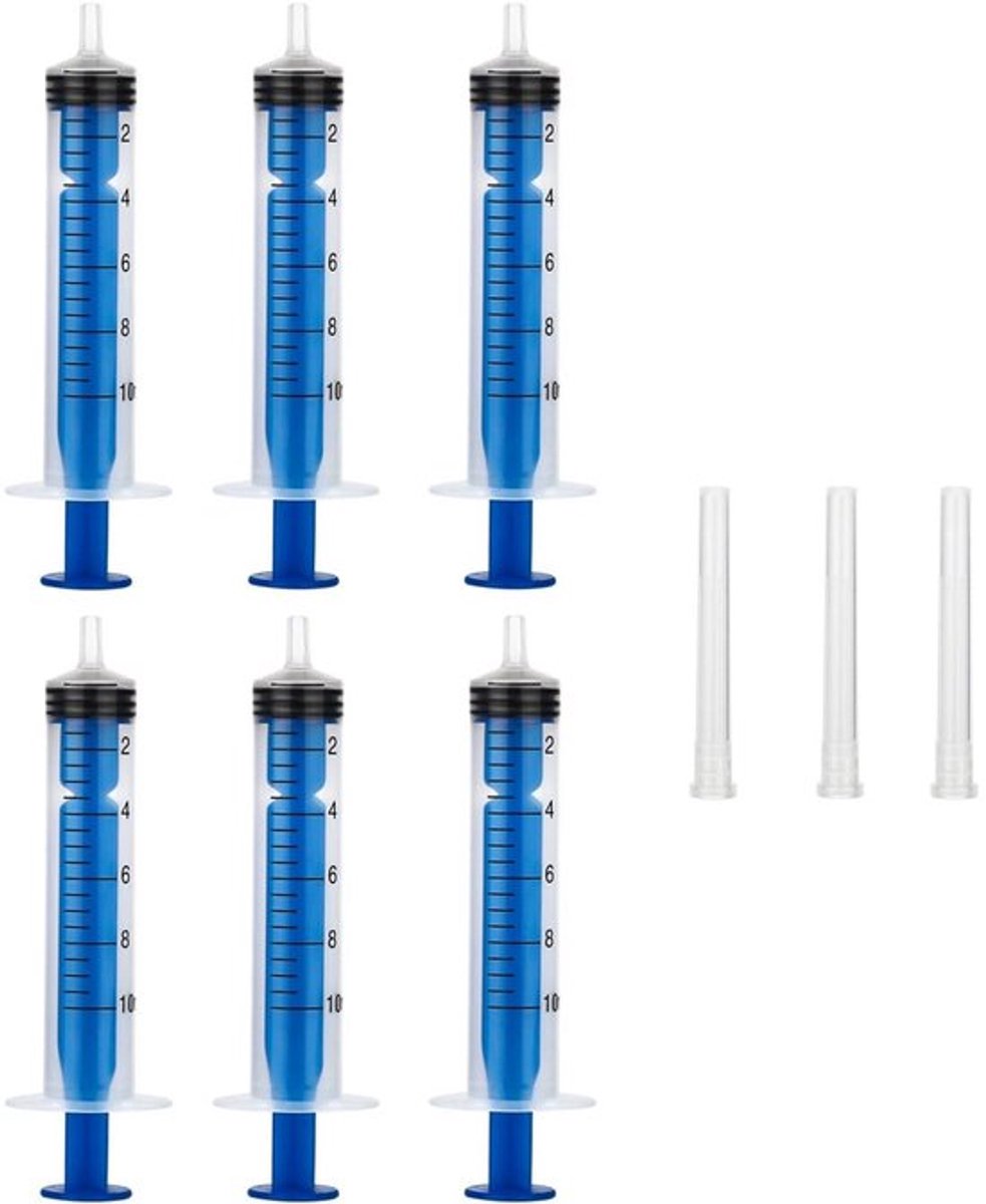 Spuiten 10 ml Set - 6-delige Set - Wegwerpspuiten - Kunststof Spuiten - Nauwkeurig Doseren - Inclusief Deksel - Doseerspuit