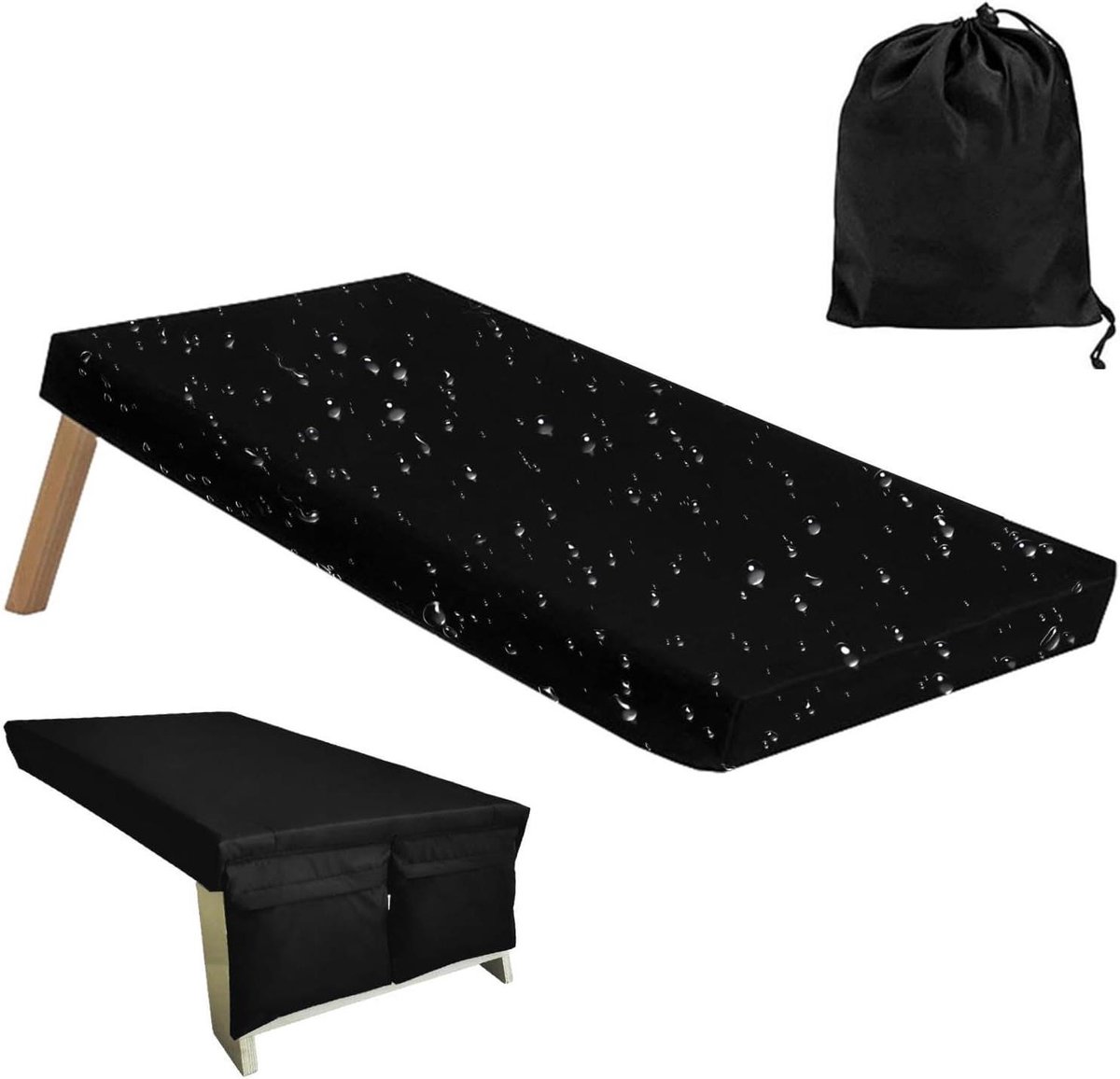 Cornhole Tassenhoes - Beschermhoes Bord - Buiten Spelen - Verstelbaar Trekkoord - 124 x 63 cm - Zwart
