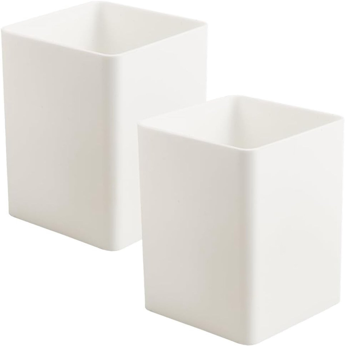 Set van 2 Pennenhouders - Plastic Organiser voor Bureau - Vierkante 7x7cm Opbergdoos voor Kantoor, Thuis en School - Witte Decoratieve Houder
