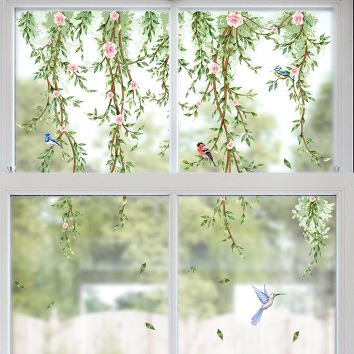 Raamstickers Lente - Vogelstickers/Bloemenstickers - Duurzaam/PVC - Statische Plakfolie - Herbruikbaar/Verwijderbaar - Antibotsing - Raamdecoratie