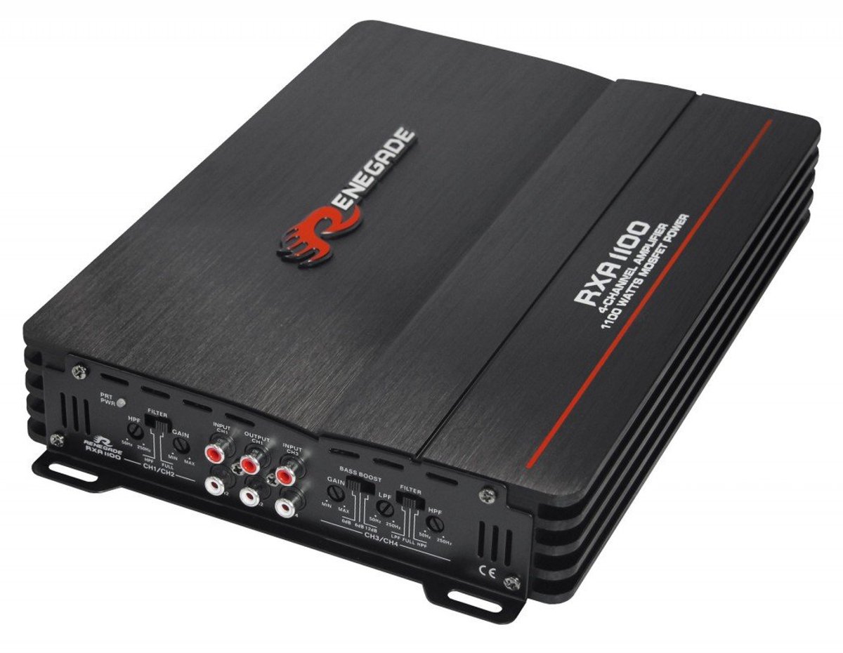 SnelShoppen - 4-kanaals autoluidspreker versterker, krachtige car audio amplifier, 1100W, compact design, ideaal voor feesten en onderweg, zwart