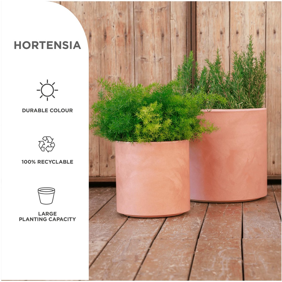 SnelShoppen - Decoratieve Ronde Hortensiaplanter 40 cm Terracotta - Grote Pot voor Bloemen en Planten - UV-bestendig Polyethyleen voor Binnen en Buite