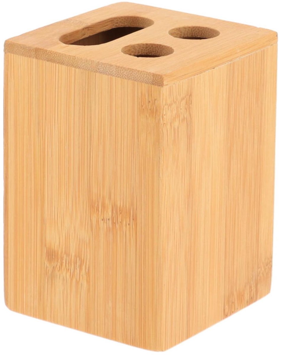 Tendance tandenborstelhouder cuba - bamboe - vierkant - D7 x H10 cm