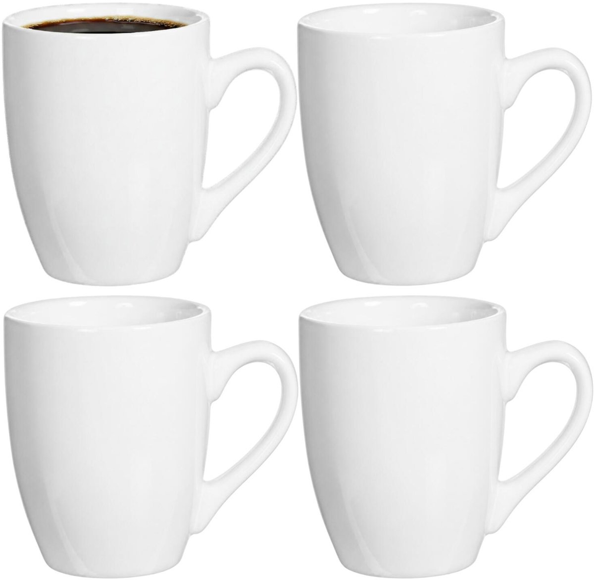 Alessandro Koffie / thee mok Pisa - 4x stuks - ivoor wit - 350 ml - mokken - keramiek