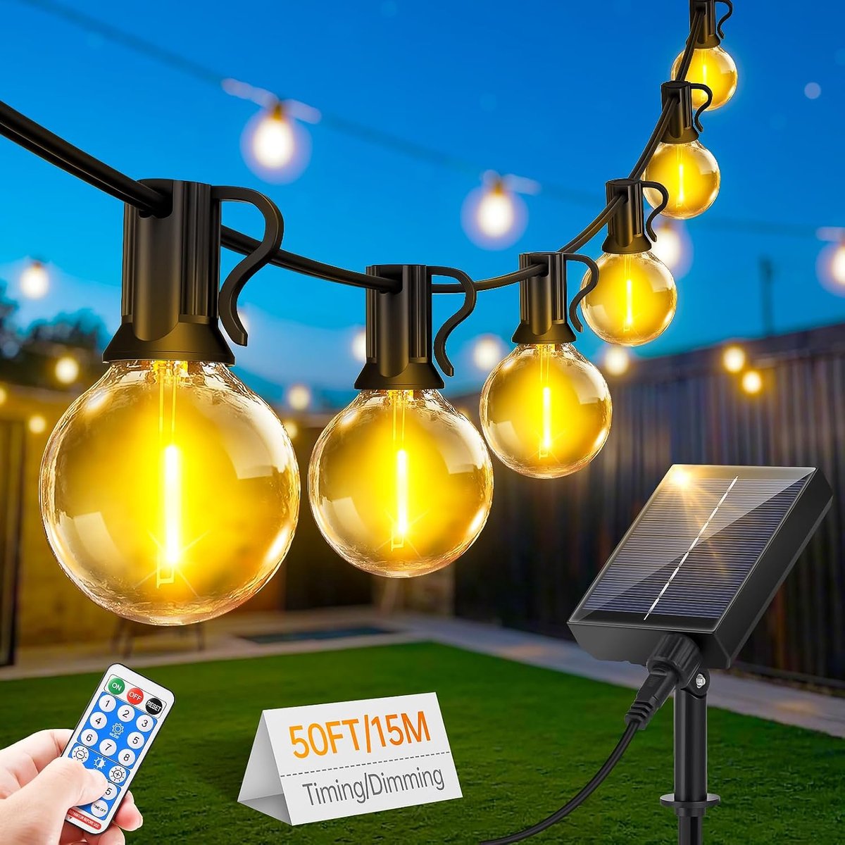SnelShoppen - Led-lichtsnoer voor buiten 15M - Zonne-energie, Waterdicht, Decoratieve Tuinverlichting voor Feesten, Camping, Tuin en Balkon - Kleurver