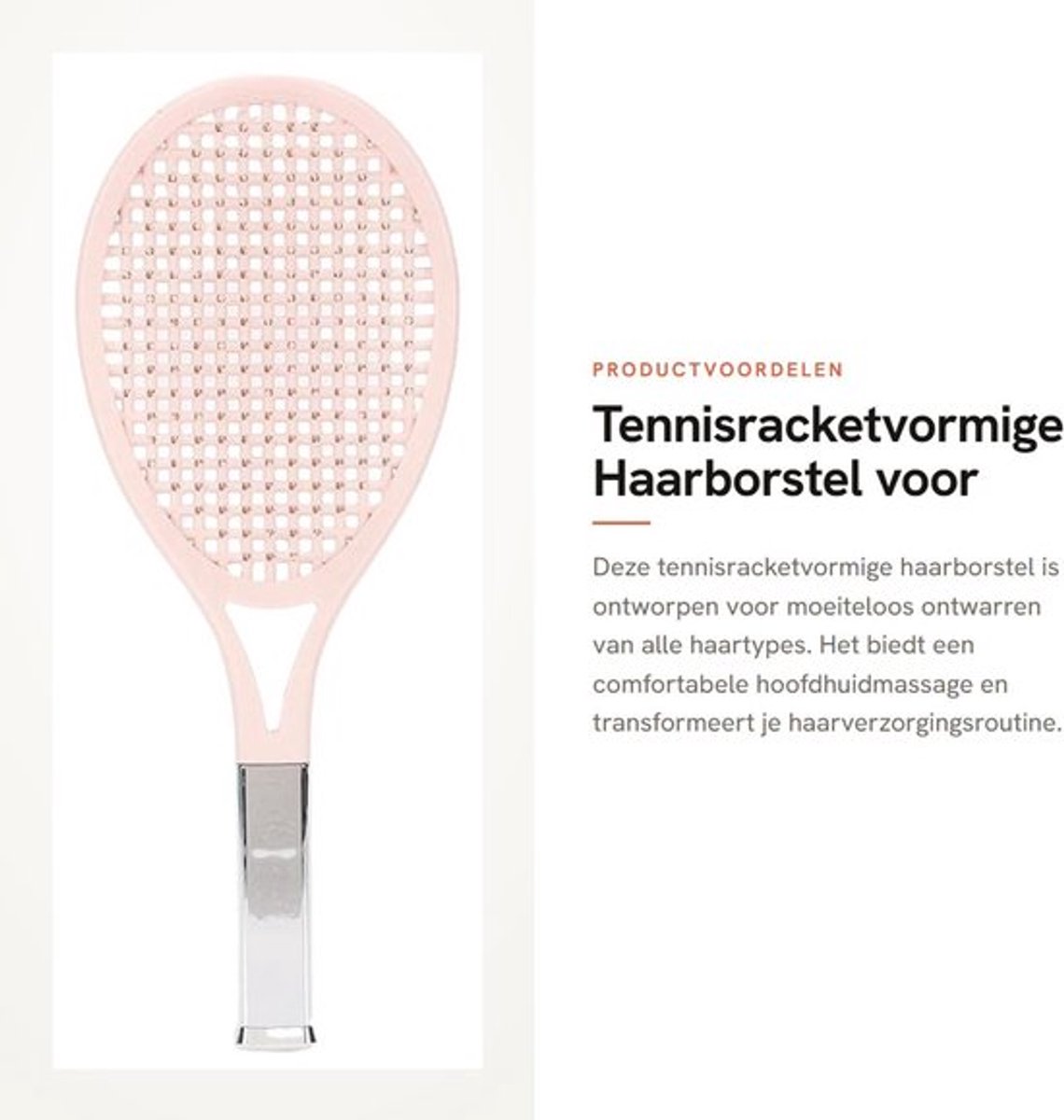 Haarborstel Antiklit - Tennisracketvormig Ontwerp - Voor Alle Haartypes - Hoogwaardig ABS/Materiaal - Duurzaam Varkenshaar - Comfortabel Handvat - Haarborstels