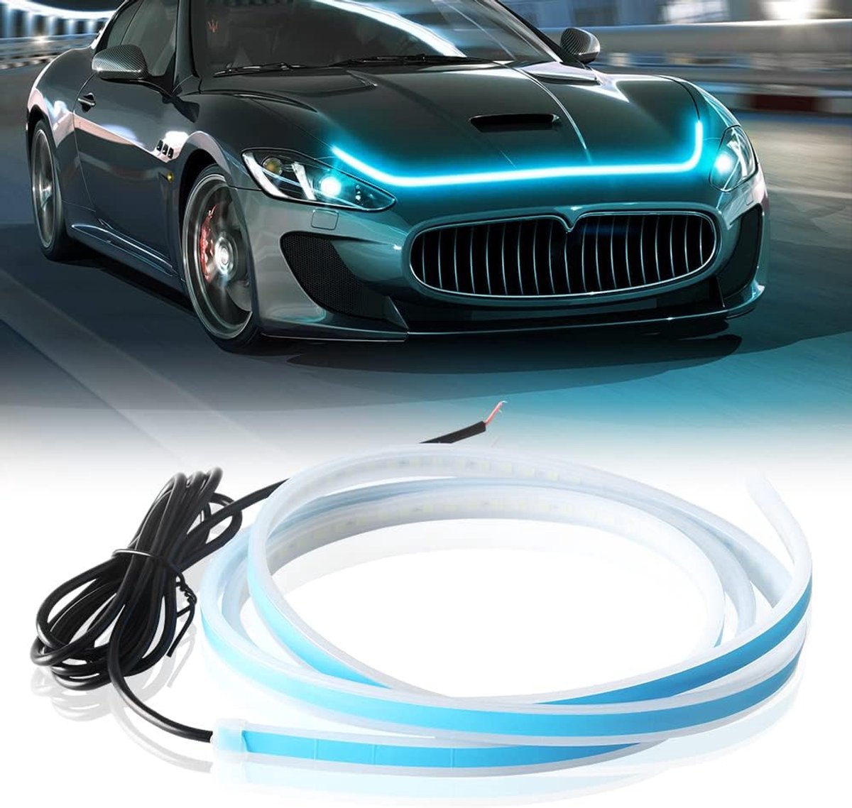 SnelShoppen - 70''/1.8m LED Strip Light voor Auto's, 12V Dagrijverlichting, Waterdichte Decoratie Lichtstrip, Universeel, IJsblauw, Flexibel en Duurza