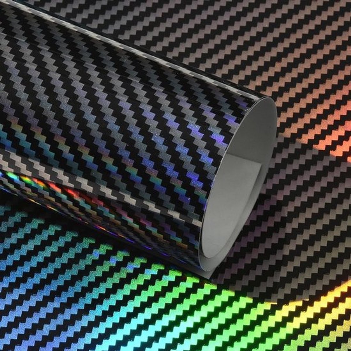 Autofolie Zwart/Zilver - Hoogglanzend - Regenboogeffect - Tuningfolie - Luchtkanalen - 30 x 152 cm