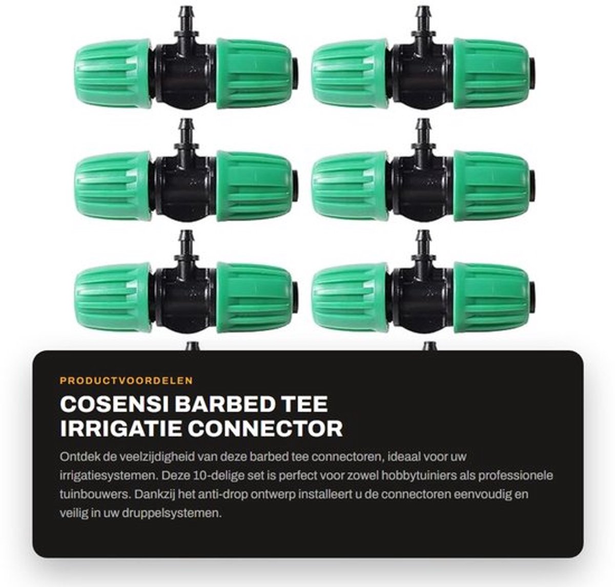 T-Stuk 10 Stuks - Hoogwaardige Kunststof - Antidrop Ontwerp - Voor Drip Hoses - Tot 45 PSI - Eenvoudige Installatie - Irrigatiefitting