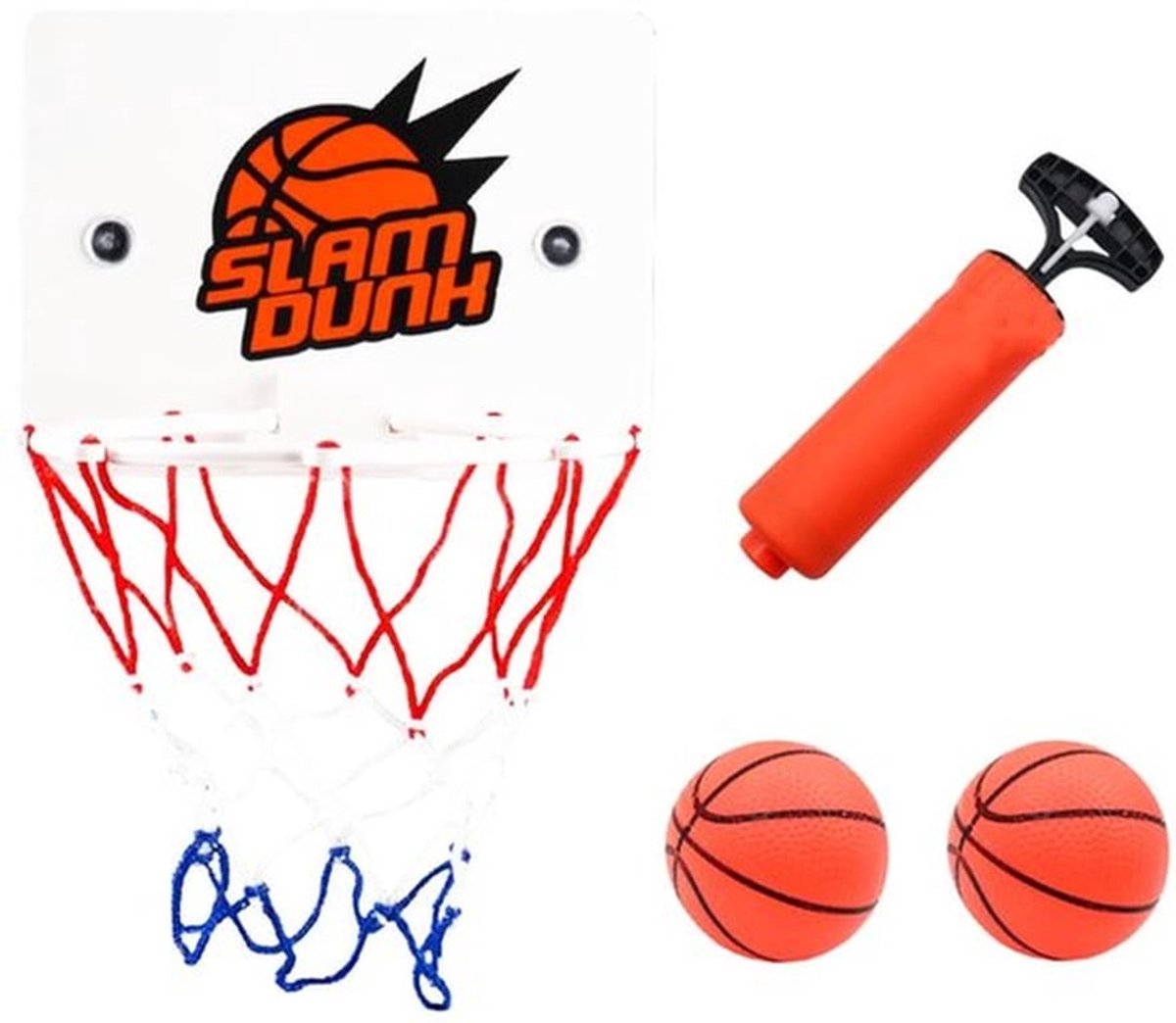 Mini-basketbalset 4-delig - Indoor Basketbalring - Interactief Spel - Voor Kinderen en Volwassenen - Plastic - Inclusief Pomp - Bureaubasketbal