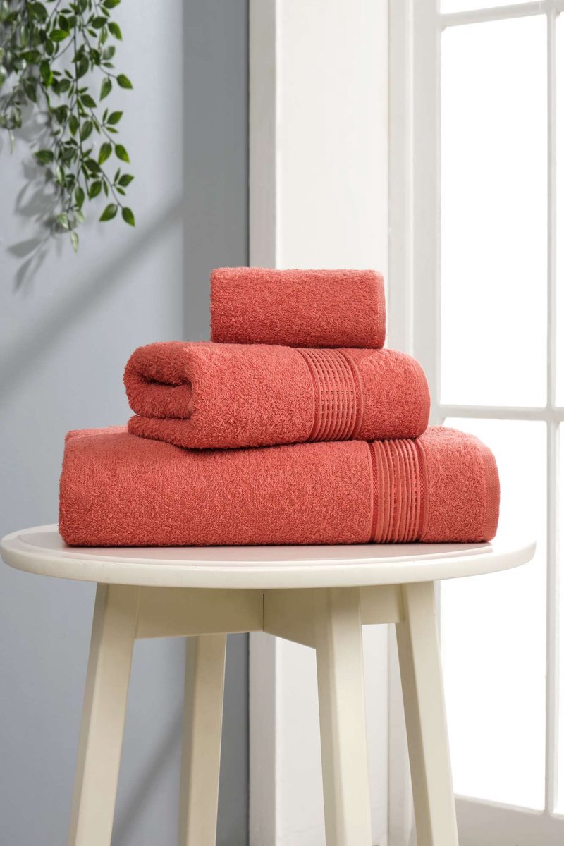 Asir - Handdoekenset (3 stuks) - Tegelrood - 25 x 35 x 5