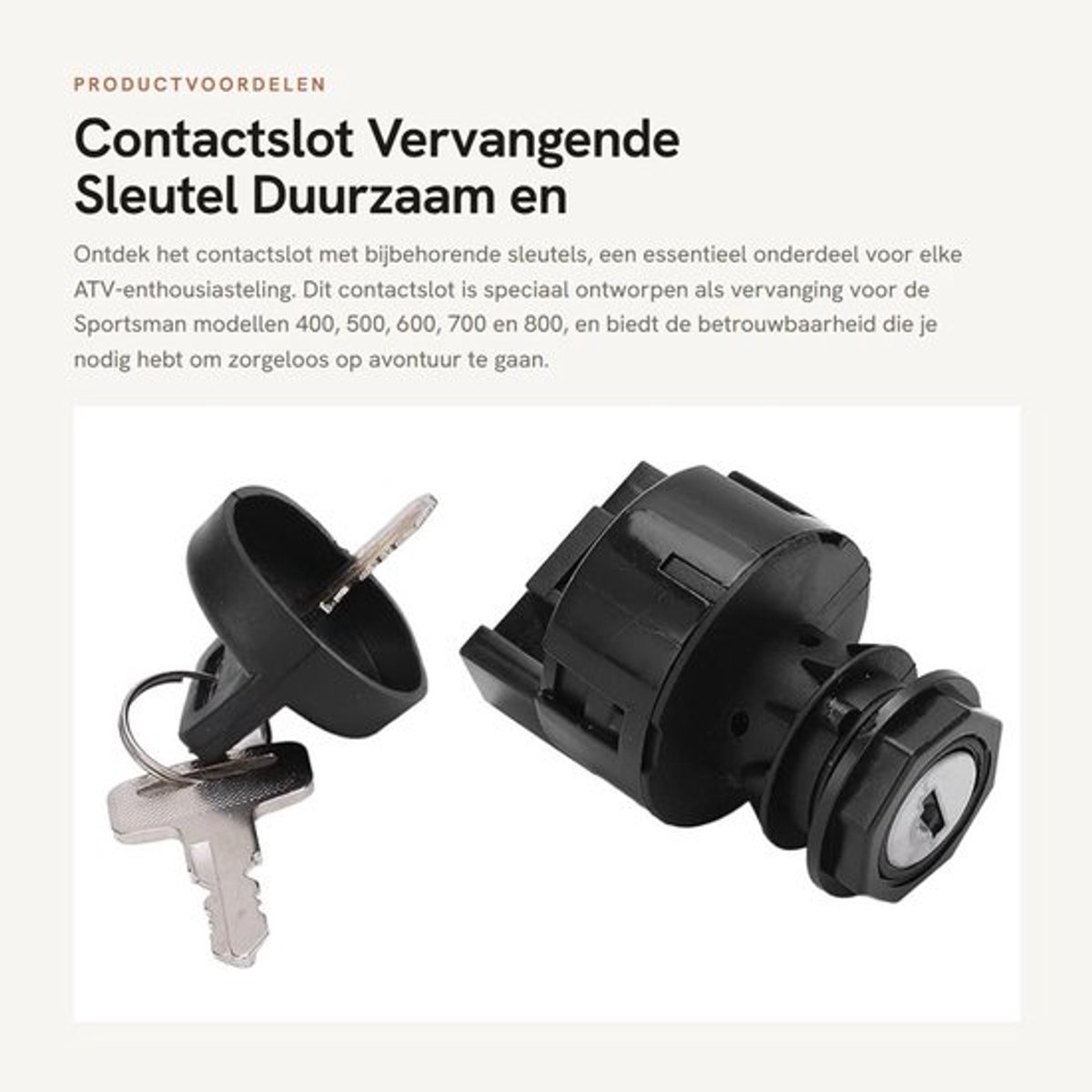 Contactslot Vervanging voor Sportsman 400/500/600/700/800 - Contactslot met 2 Sleutels - Hoogwaardige Materialen - Professioneel Gemaakt - Cilinder voor Circuitbeheer - Inclusief Onderdeelnummer 4011142 - Contactsleutelschakelaar