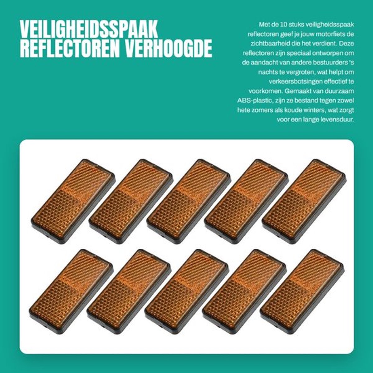 Veiligheidsspaak Reflectoren 10 Stuks - Reflecterende Tape - Reflectoren Fiets - Duurzaam ABS-Plastic - Eenvoudig te Installeren - Afmetingen 5.6x2.6cm
