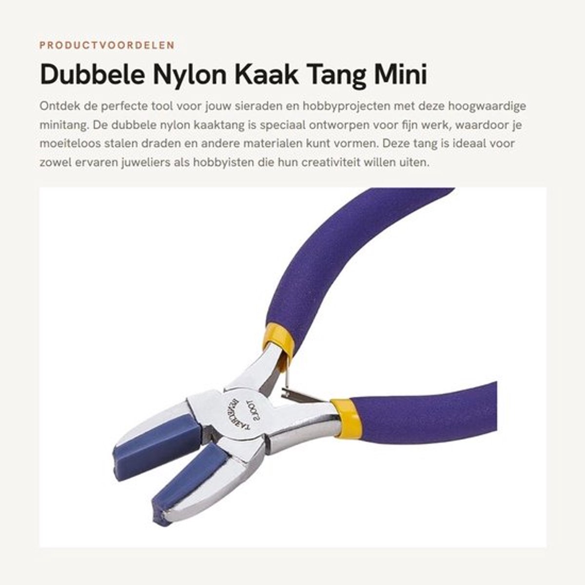 Kaak Tang Duurzaam - Mini Tang - Sieraden Maken - Hobby Gereedschap - Antislip Handgreep - Hoogwaardig Staal - 13,8 cm - Sieradentang
