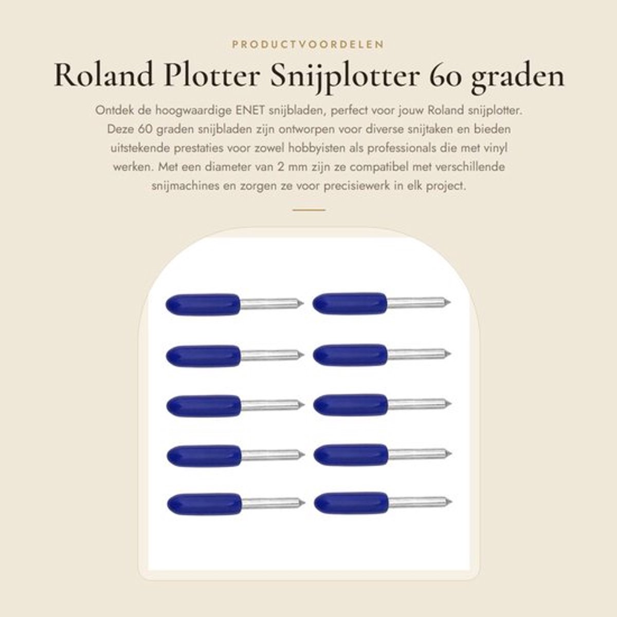 Snijbladen 60 graden - Compatibel met Roland Plotter - Wolfraamstaal - Hoge slijtvastheid - Blauwe dop - Eenvoudig op te bergen - Snijmes