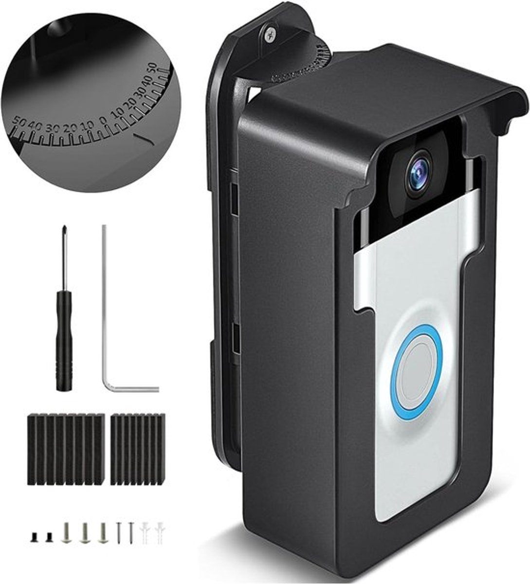 SnelShoppen - Regenbestendige Video Deurbellen Houder, 45-135 Graden Verstelbaar, Compatibel met Video Deurbellen Wired/Pro/Pro2/4/3 Plus/3/2/1/Batter